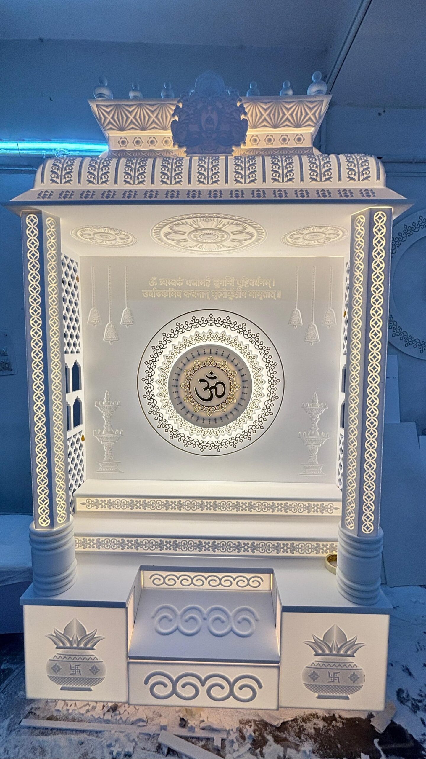Luxury Corian mandir with seamless finish and elegant detailing - Australia
